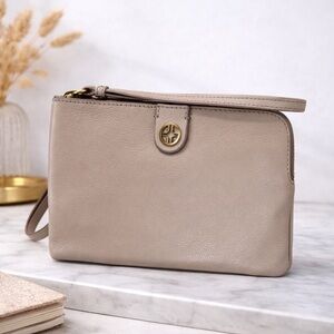 Fossil Beige Leather Wristlet